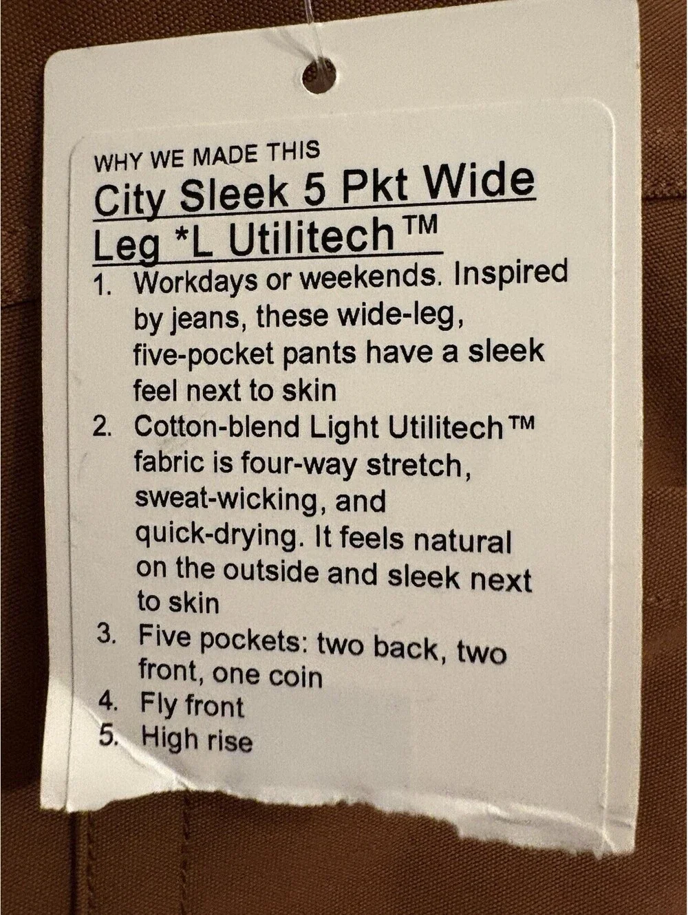 Lululemon City Sleek 5 Pocket Wide-Leg High-Rise Pant Utilitech Women 27 New